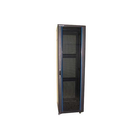 XtendLan 47U/600x800 stojanový, černý, skleněné dveře, perforovaná záda