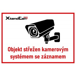 XtendLan Bezpečnostní tabulka (samolepka) pro kamerové systémy, bílá, 140x100mm