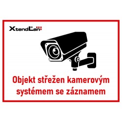 XtendLan Bezpečnostní tabulka (samolepka) pro kamerové systémy, bílá, 210x150mm