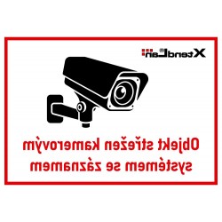 XtendLan Bezpečnostní tabulka (samolepka) pro kamerové systémy, transparentní, zrcadlový tisk, 140x100mm