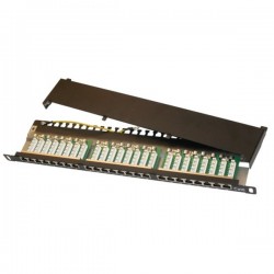 XtendLan Patch panel 19", 0.5U, 24 portů RJ-45, Cat6, stíněný, černý
