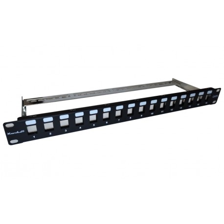 XtendLan Patch panel 19", 16 portů, Cat6a, stíněný, s keystone