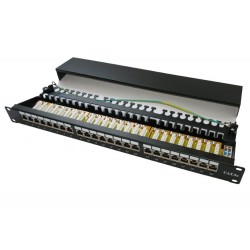 XtendLan Patch panel 19", 24 portů, stíněný, Cat5e, dual, 2xAu, s LED vyhledáváním