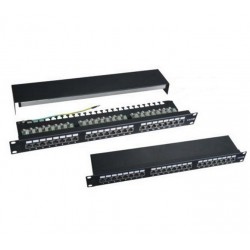 XtendLan Patch panel 19", 24 portů, stíněný, Cat5e, vyvazovák, dual, 2xAu