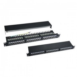 XtendLan Patch panel 19", 24 portů, stíněný, Cat6, vyvazovací úchyty, černý