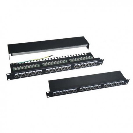 XtendLan Patch panel 19", 24 portů, stíněný, Cat6, vyvazovací úchyty, černý
