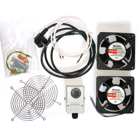 XtendLan Ventilace pro nástěnné rozvaděče, termostat, 2 ventilátory,napáj.kabel, spoj. materiál